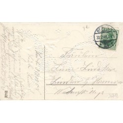 n°26718 - Carte Gaufrée - MSIB 13952 - Nouvel An - Anges dansant au-dessus d'une pendule dans un trèfle