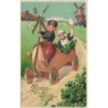 n°26724 - Carte Gaufrée - MSIB 13954 - Bonne Année - Jeune couple dans une voiture en forme de sabot