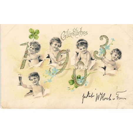 n°26725 - Carte Gaufrée - Nouvel An - Glückliches 1903 - Anges