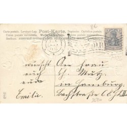 n°26730 - Carte Gaufrée - MSIB 345 - Fröhliche Pfingsten - Personnes se promenant dans une allée d'un parc