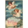 n°26736 - Clapsaddle - Joyeux Noël - Anges l'un tenant un livre, et l'autre jouant de la lyre