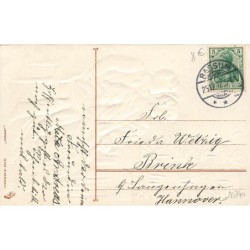 n°26740 - Carte Gaufrée - Noël - 1423 - Fröhliche Weihnachten - Couple assis admirant un sapin