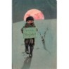 n°26762 - Carte Gaufrée - Nouvel An - Prosit Neujahr - Garçon marchant au clair de lune ans la neige