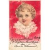 n°26780 - Fantaisie - Gruss - Portrait d'un enfant au milieu des étoiles, fond rouge