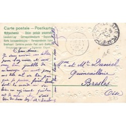 n°26783 - Carte Gaufrée - Fantaisie - Jeune fille dansant, guirlande de roses
