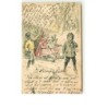 n°12900 - Enfants sous la neige sur un traïneau
