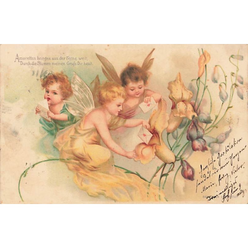 n°26793 - Clapsaddle - Anges, sylphides  déposant des lettres dans des fleurs