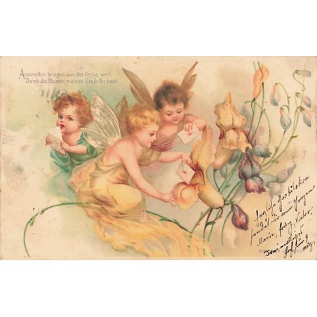 n°26793 - Clapsaddle - Anges, sylphides  déposant des lettres dans des fleurs
