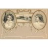 n°26794 - Carte Gaufrée - Clapsaddle - Portraits de jeunes enfants dans des médaillons