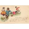 n°26798 - Fantaisie - Animaux habillés - Style Wain - Couples de chats faisant du patins sur glace
