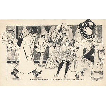 n°26805 - Illustrateur - X. Sager - Grands Boulevard - Le Vieux Marcheur - An old Sport