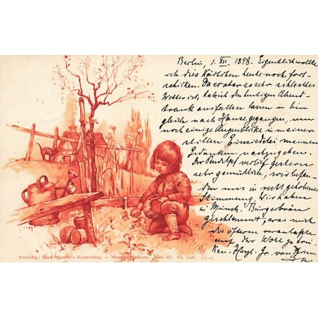 n°26807 - Fantaisie - Stroefer's serie III n°5198 - Enfant cueillant des fleurs