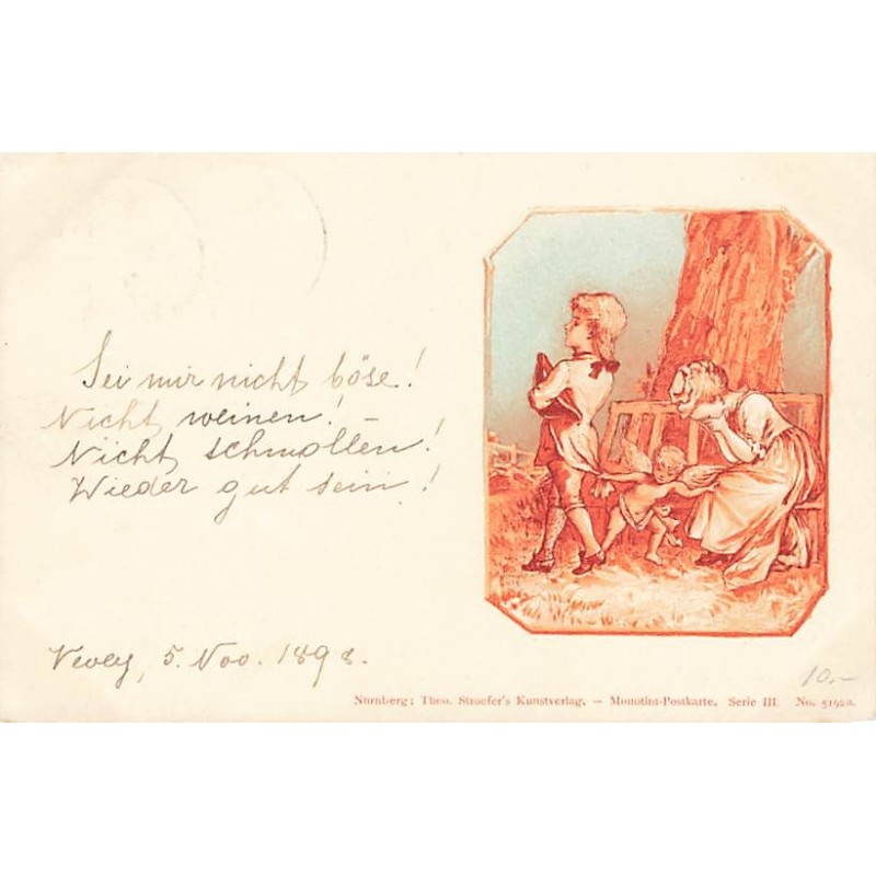 n°26816 - Fantaisie - Stroefer's serie III n°5192a - Cupidon essayant de réconcilier un couple