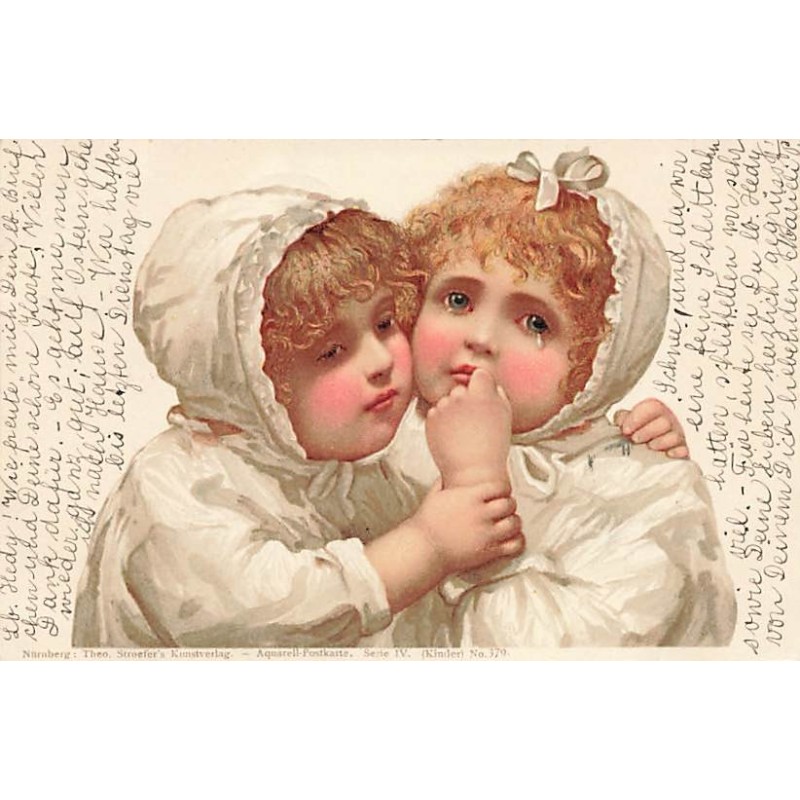 n°26819 - Fantaisie - Stroefer's serie IV n°379 - Deux jeunes enfants se consolant, un pleurant