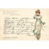 n°26820 - Fantaisie - Stroefer's 5023 - Jeune fille portant une robe de bal décorée de myosotis