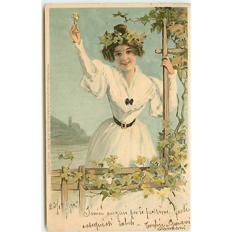 n°12909 - Jeune Femme levant son verre - Meissner & Buch