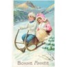 n°26828 - Carte Gaufrée - 2238 - Bonne Année - Jeune couple sur une luge
