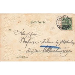n°26831 - Carte Gaufrée - Prosit Neujahr 1902 - Cochon habillé conduisant une voiture - Pièces et Billets