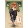 n°26833 - Carte Gaufrée - Nouvel An - Frohes Neujahr - Jeune garçon tenant du houx