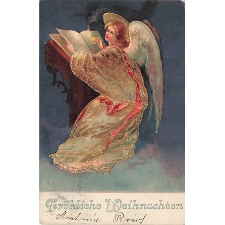 n°26845 - Clapsaddle - Fröhliche Weihnachten - Ange gardien lisant