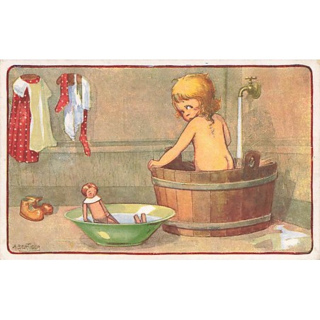 n°26853 - Illustrateur - A. Bertiglia - Une fillette dans un bain