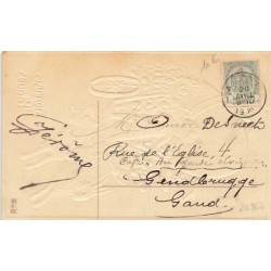 n°26864 - Carte Gaufrée - MSIB 13868 - Joyeuses Pâques - Ange dans une charette tirée par des lièvres
