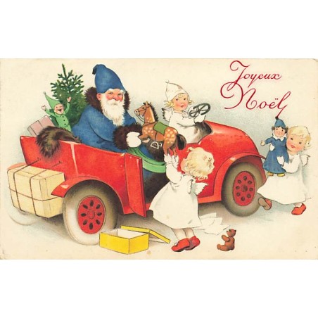n°26874 - Baumgarten - Fröhliche Weihnachten - Anges chargeant des jouets dans la voiture du Père Noël - Teddy Bear