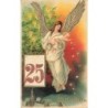 n°26875 - Carte Gaufrée - MSIB 13543 - Joyeux Noël - Ange gardien portant un nouveau-né lançant des étoiles