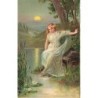 n°26888 - Carte Gaufrée - ser. 618 - Jeune femme au bord de l'eau, et de nénuphar