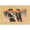 n°26889 - Carte en relief - Fantaisie - Enfants sous la neige