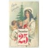 n°12933 - Carte Gaufrée - Fröhliche Weihnechten - December 25 - Ange avec des bébés dans les bras