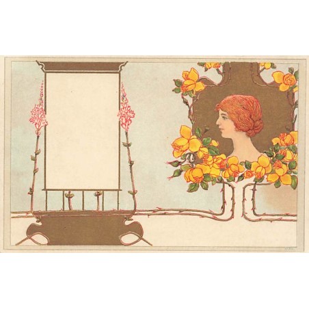n°26904 - Illustrateur - Profil d'une jeune femme - Art Nouveau