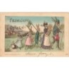 n°26906 - Pâques - Fröhliche Ostern - Famille de lièvres se promenant - Animaux habillés