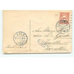 n°12937 - Carte Gaufrée - Fillette lavant des chiots
