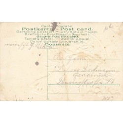 n°26919 - Carte Gaufrée - Fröhliche Weihnachten - Ange Gardien près d'une maison apportant un sapin
