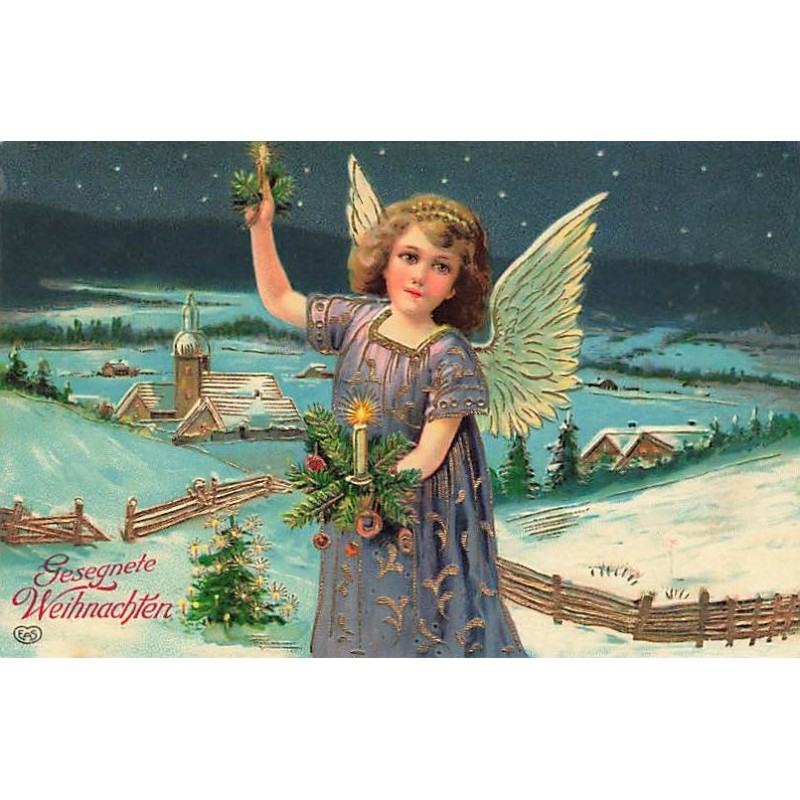 n°26929 - Carte Gaufrée - Noël - Gesegnete Weihnachten - Ange tenant une bougie
