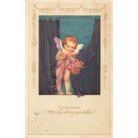 n°26931 - Nouvel An - MM Vienne 1100 - Flatscher - Ange se cachant derrière des rideaux