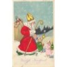 n°26932 - Noël - Vroolÿk Kerstfeest - Anges autour du Père Noël marchant avec son bâton