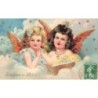 n°26935 - Carte Gaufrée - serie 6967 - Joyeux Noël - Deux anges dans les nuages, lisant