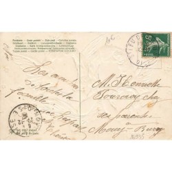 n°26935 - Carte Gaufrée - serie 6967 - Joyeux Noël - Deux anges dans les nuages, lisant
