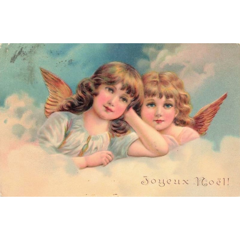 n°26936 - Carte Gaufrée - serie 6967 - Joyeux Noël - Deux anges dans les nuages