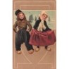 n°26946 - Carte Gaufrée - serie 8624 - Jeune couple hollandais dansant au bord de l'eau