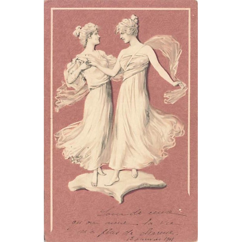 n°26954 - Illustrateur - MSM - Statue de deux jeunes femmes