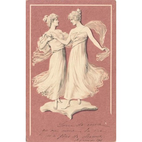 n°26954 - Illustrateur - MSM - Statue de deux jeunes femmes