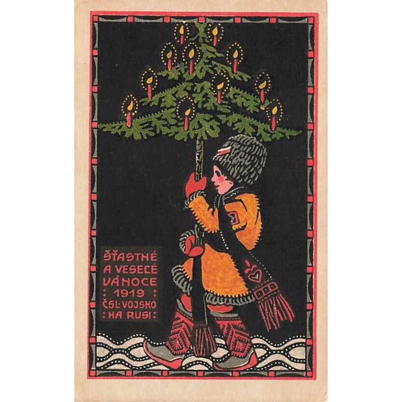 n°26955 - Noël - Stastné a Vesevé Vanoce 1910 - Garçon portant un sapin décoré
