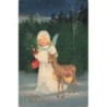 n°26958 - Noël - Flatscher - Fröhliche Weihnachten - Ange marchant près d'un faon portant des paniers