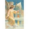 n°26962 - Carte Gaufrée - Noël - Fröhliche Weihnachten - Ange Gardien veillant sur une église