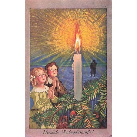n°26968 - Noël - MM Vienne 936 - Herzliche Weihnachtsgruss - Enfants priant près d'une bougie