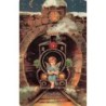 n°26974 - Carte Gaufrée - Nouvel An - Ange assis sur une locomotive sortant d'un tunnel - train