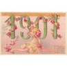 n°26976 - Nouvel An - Fröhliches Neues Jahr 1901 - Fillette avec des roses dans les cheveux
